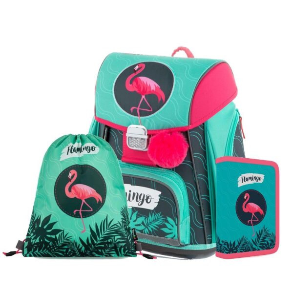 oxybag Schultaschenset 3-teilig PREMIUM COOL Flamingo
