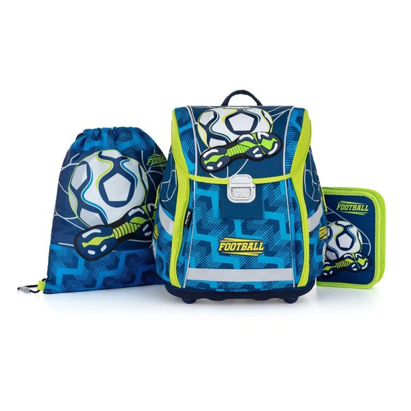 oxybag Schultaschenset 3-teilig PREMIUM LIGHT Soccer blue