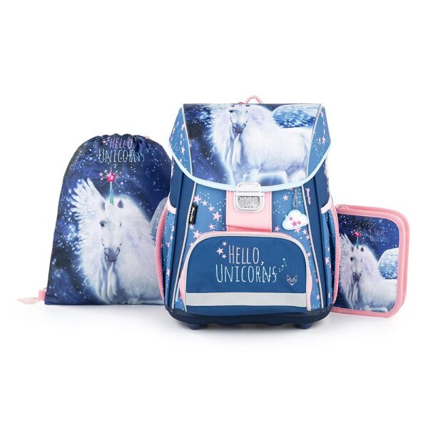 oxybag Schultaschenset 3-teilig PREMIUM COOL Unicorn Pegas
