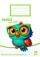 HUGU Schulheft A4 liniert 9mm mit Korrekturrand 20 Blatt