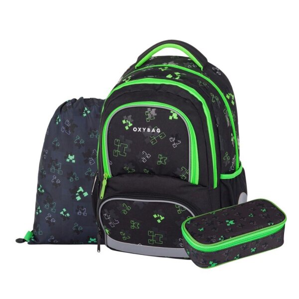 oxybag Schulrucksackset 3-teilig OXY NEXT Green Cube