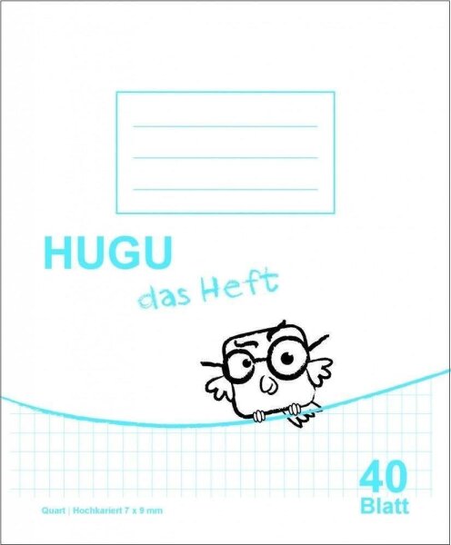 HUGU Schulheft Quart hochkariert 7 x 9 mm 40 Blatt