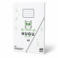 HUGU Schulheft A4 liniert 9mm mit Korrekturrand 40 Blatt