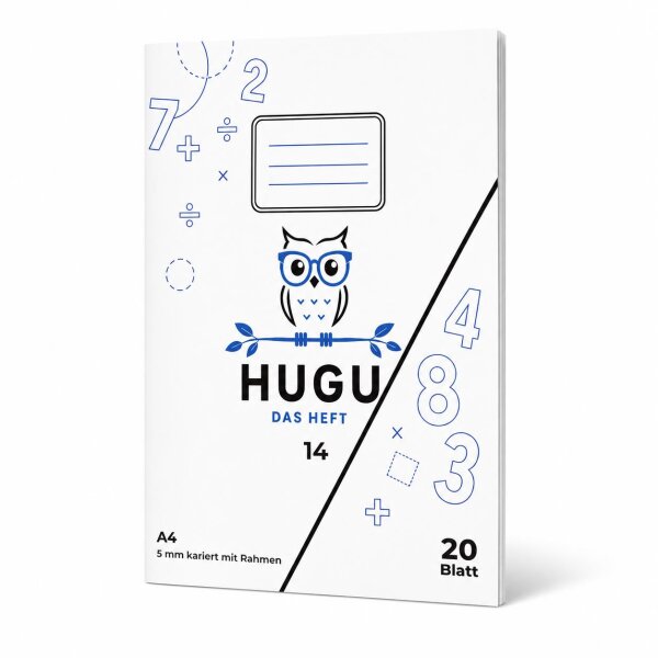 HUGU Schulheft A4 kariert 5mm mit Rahmen 20 Blatt